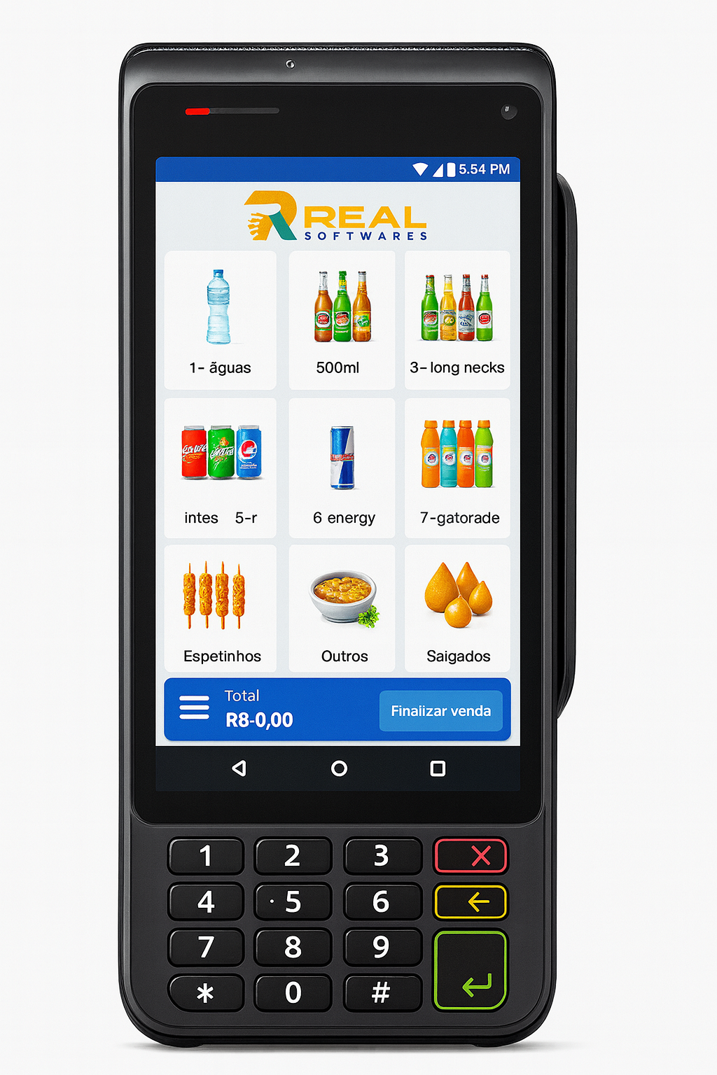 PDV móvel Real Softwares em maquininha para eventos